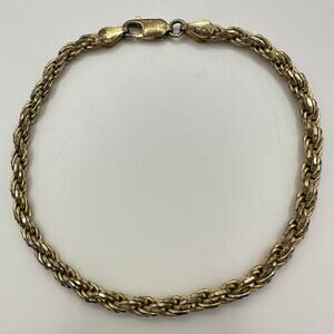 HAN Italy 925 sterling silver gold vermeil unisex twisted rope bracelet 8.32g